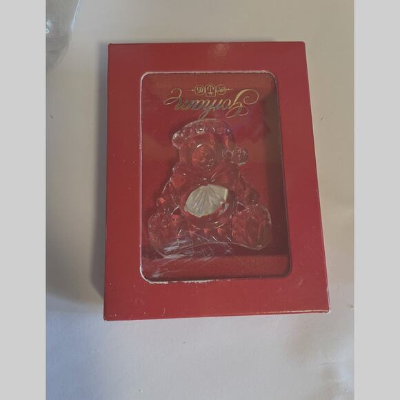 GORHAM Lead Crystal Teddy Bear Christmas Holiday Ornament Vintage Germany NOB - Picture 2 of 9